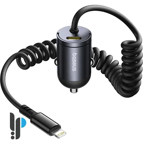 شارژر فندکی 30 وات بیسوس Baseus Tiny Star Mini Car Charger C00035001121-00 با کابل متصل لایتنینگ