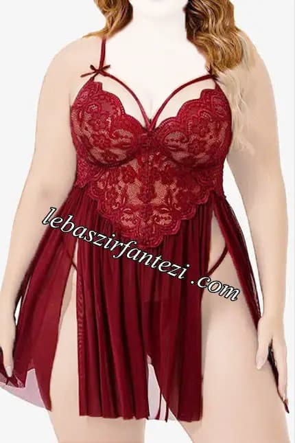 لباس خواب سایز بزرگ چاکدار کوتاه