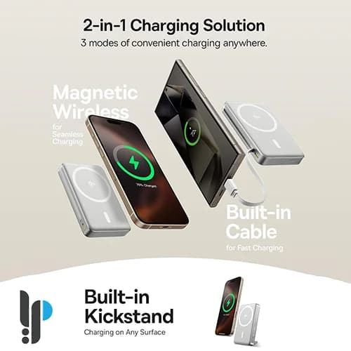 پاوربانک 45 واتی بیسوس مدل Nomos 3in1 Magnetic P10078800123 ظرفیت 10000 میلی آمپر با کابل Type-C — تصویر ۵
