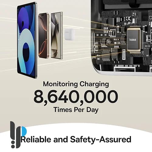 پاوربانک 45 واتی بیسوس مدل Nomos 3in1 Magnetic P10078800123 ظرفیت 10000 میلی آمپر با کابل Type-C — تصویر ۶