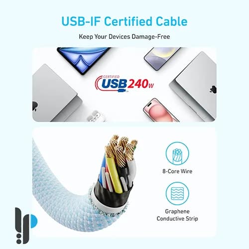 کابل شارژ Type-C انکر مدل Anker Zolo A8060 240w طول 1.8 متر — تصویر ۵