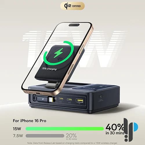 شارژر رومیزی 5 پورت 140 واتی بیسوس مدل Nomos 5in1 Desktop Charger — تصویر ۴