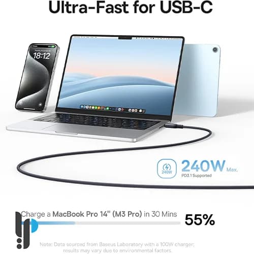 کابل شارژ 1 متری Type-C بیسوس مدل Baseus PicoGo Magnetic 240w — تصویر ۴