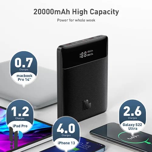 پاوربانک 100 واتی بیسوس مدل Baseus Blade H1 P10021604123 ظرفیت 20000 میلی‌ آمپر — تصویر ۷