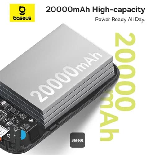 پاوربانک 30 واتی بیسوس مدل Baseus Qpow2 P10055009 با 2 کابل Type-C ظرفیت 20000 میلی آمپر — تصویر ۴