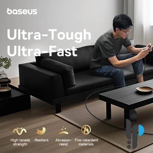 کابل شارژ 1 متری Type-C به لایتنینگ بیسوس مدل Baseus Unbreakable P10355803 — تصویر ۵