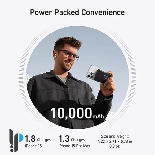 پاوربانک مگنتی 15 وات انکر مدل MagGo A1654 ظرفیت 10000 میلی آمپر — تصویر ۶