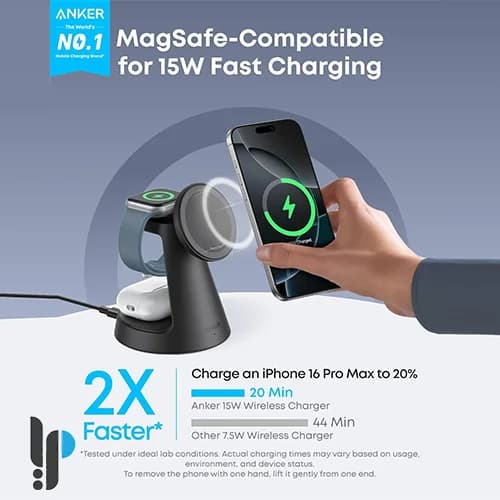 شارژر بی سیم انکر مدل MagGo Wireless Charger B25M4 — تصویر ۷