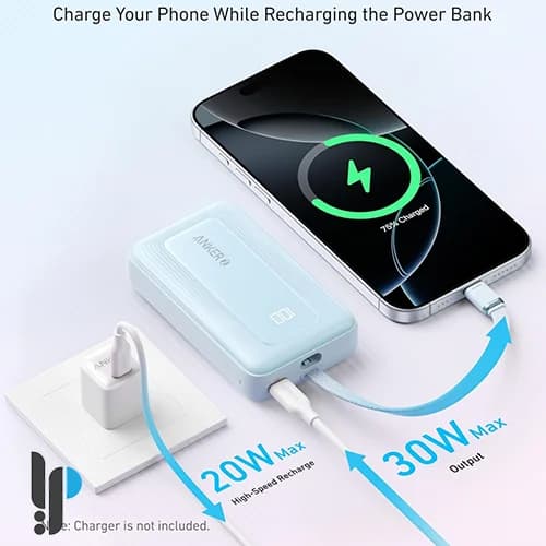 پاور بانک 30 وات انکر مدل Anker Zolo A1688 ظرفیت 10000 میلی آمپر به همراه کابل Type-C — تصویر ۳