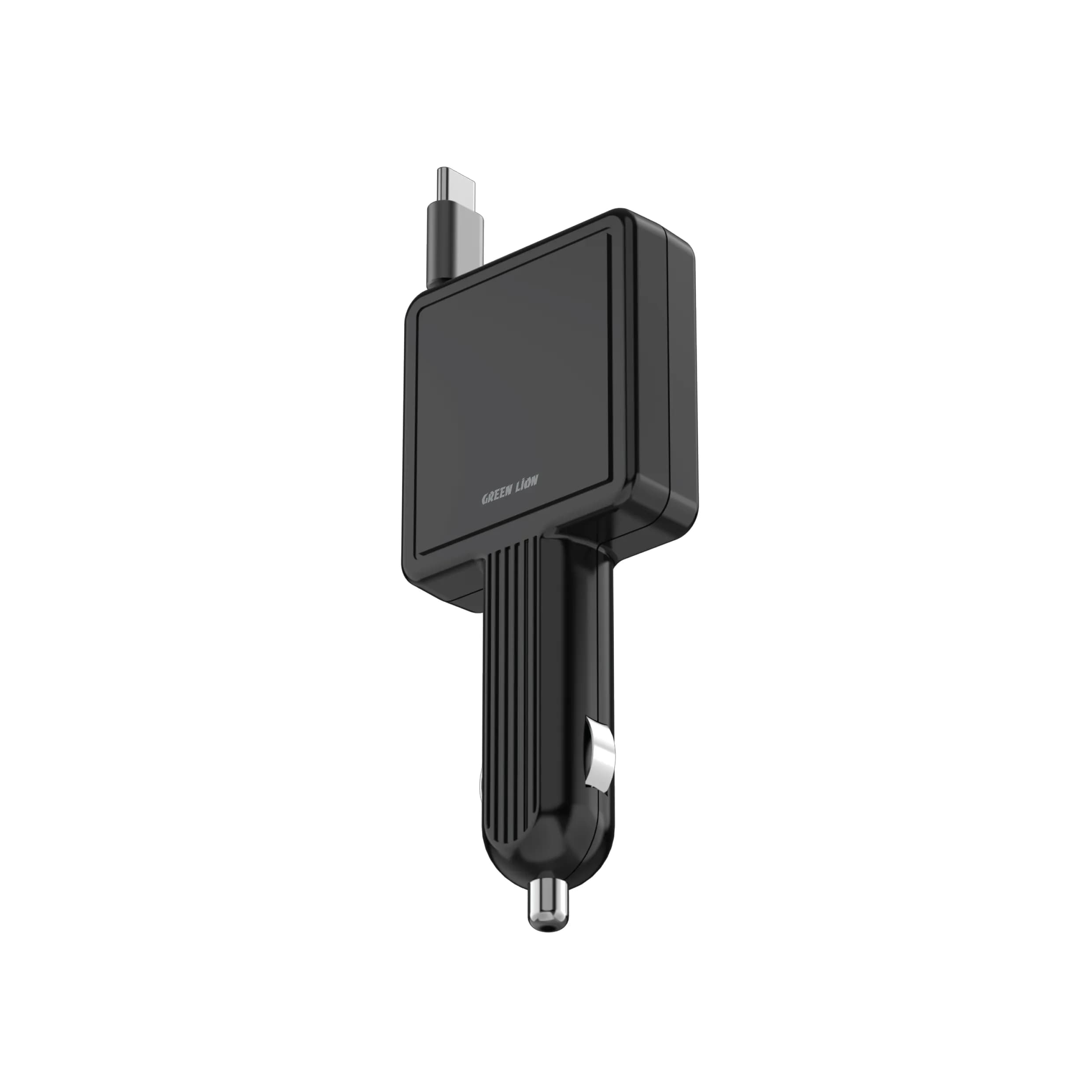 شارژر فندکی گرین لاین Retractable 30W | کابل USB-C جمع‌شونده