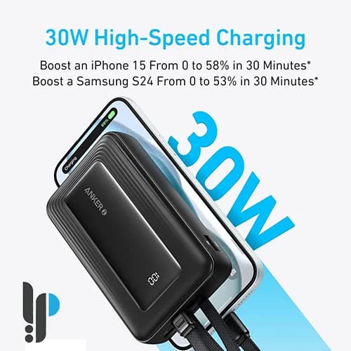 پاور بانک 30 وات انکر مدل Anker Zolo A1681 ظرفیت 20000 میلی آمپر به همراه کابل لایتنینگ و Type-C — تصویر ۳