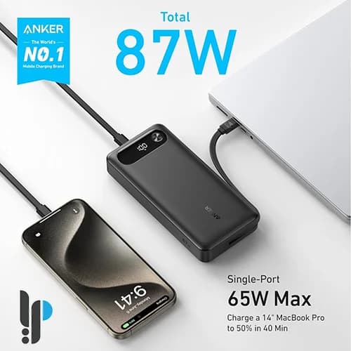پاور بانک 87 وات انکر مدل Anker A1383 ظرفیت 20000 میلی آمپر به همراه کابل Type-C — تصویر ۳