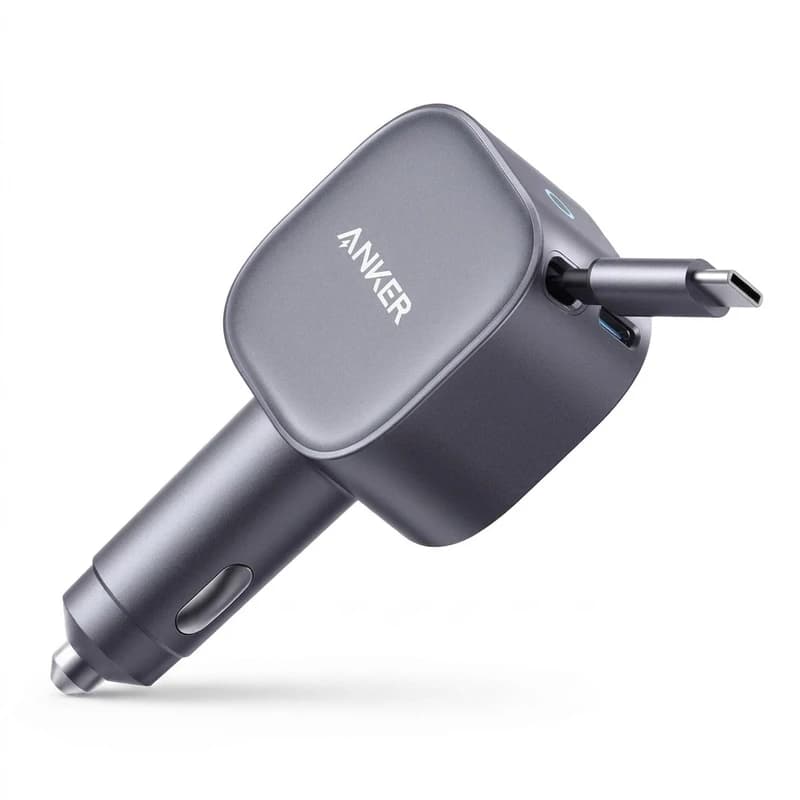 شارژر فندکی انکر A2738 | توان 75W و کابل USB-C جمعشونده