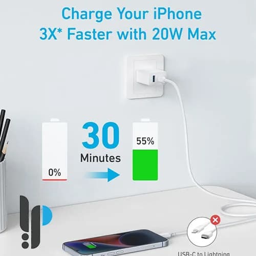 شارژر دیواری انکر مدل Anker Select charger 20W B2348 با کابل Type-C — تصویر ۳
