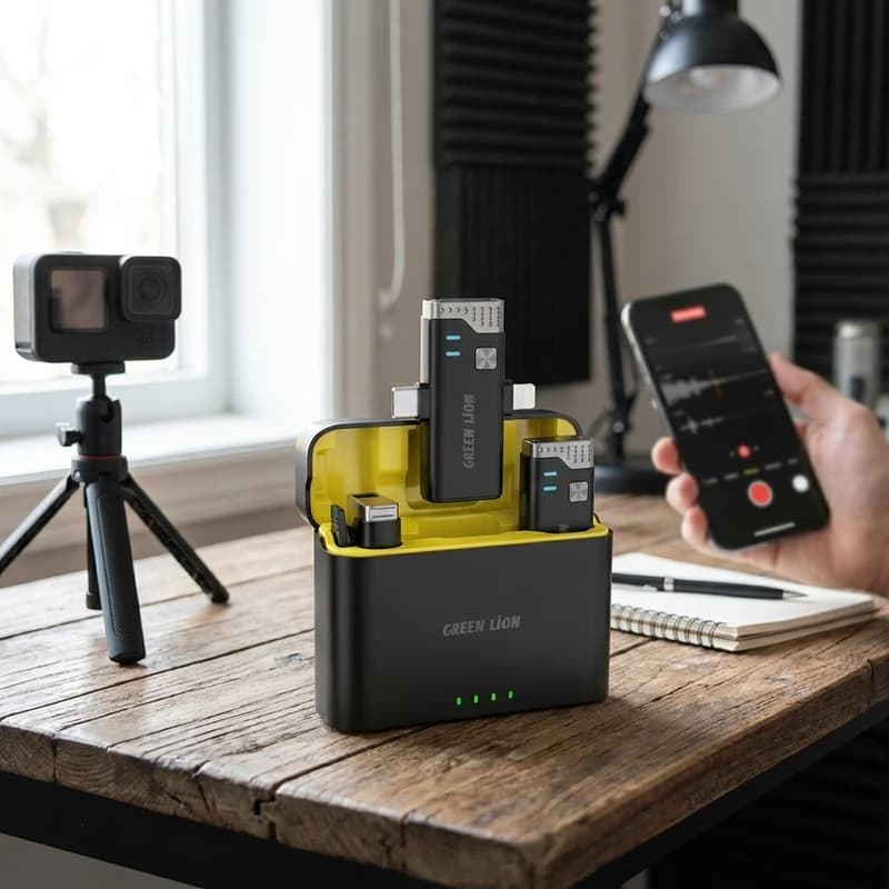 میکروفن 3 کاره گرین لاین 360 | USB-C، Lightning و AUX — تصویر ۲