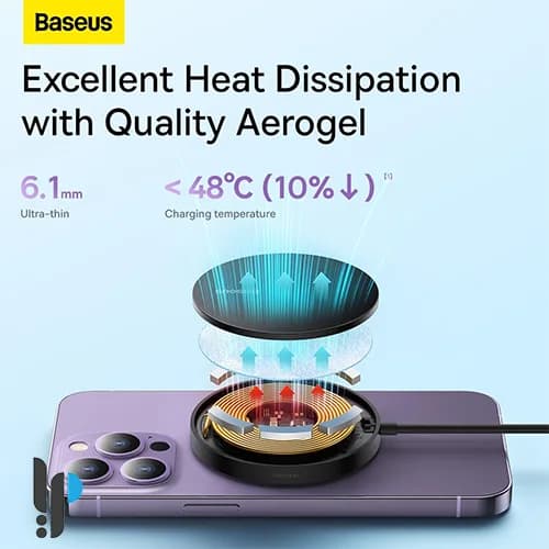 شارژر بی سیم بیسوس مدل Simple Mini3 Magnetic Wireless Charger CCJJ0400 — تصویر ۵