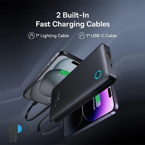 پاور بانک 22.5 واتی بیسوس مدل Baseus AirPow Lite P10067501 ظرفیت 10000 میلی آمپر با کابل Type-C و Lightning — تصویر ۲