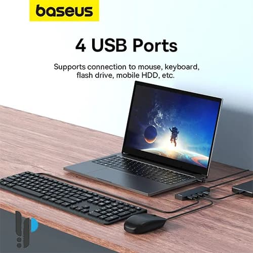 هاب 4 پورت USB بیسوس مدل Baseus UltraJoy B0005280B8111-03 با کابل 1 متری — تصویر ۴