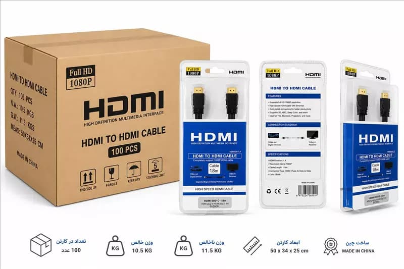 کابل درجه 1 HDMI پک 100تایی .