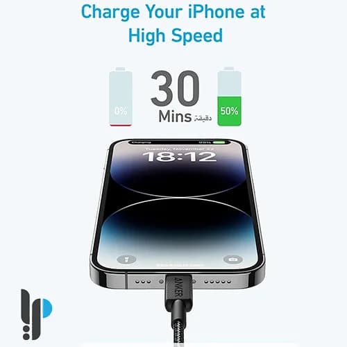 کابل تبدیل USB-C به لایتنینگ انکر مدل Anker 322 A81B6 طول 1.8 متر — تصویر ۵