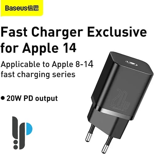 شارژر دیواری 20 واتی بیسوس مدل Baseus Super SI TZCCSUP-B بهمراه کابل لایتنینگ — تصویر ۶