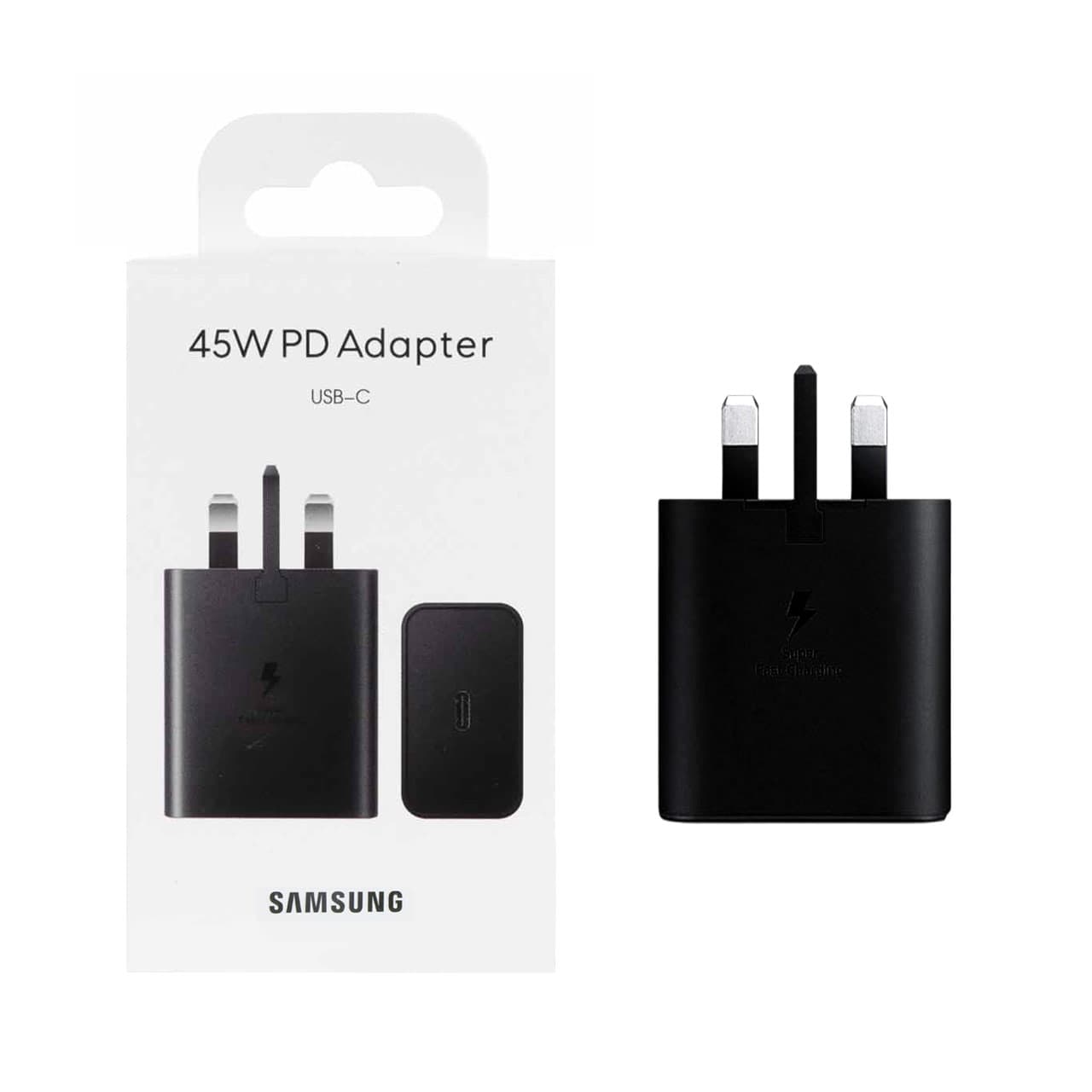 شارژر دیواری اصلی DST سه پین سوپر فست 2.0 و PD تک پورت SAMSUNG Type-C مدل EP-T4510 45W