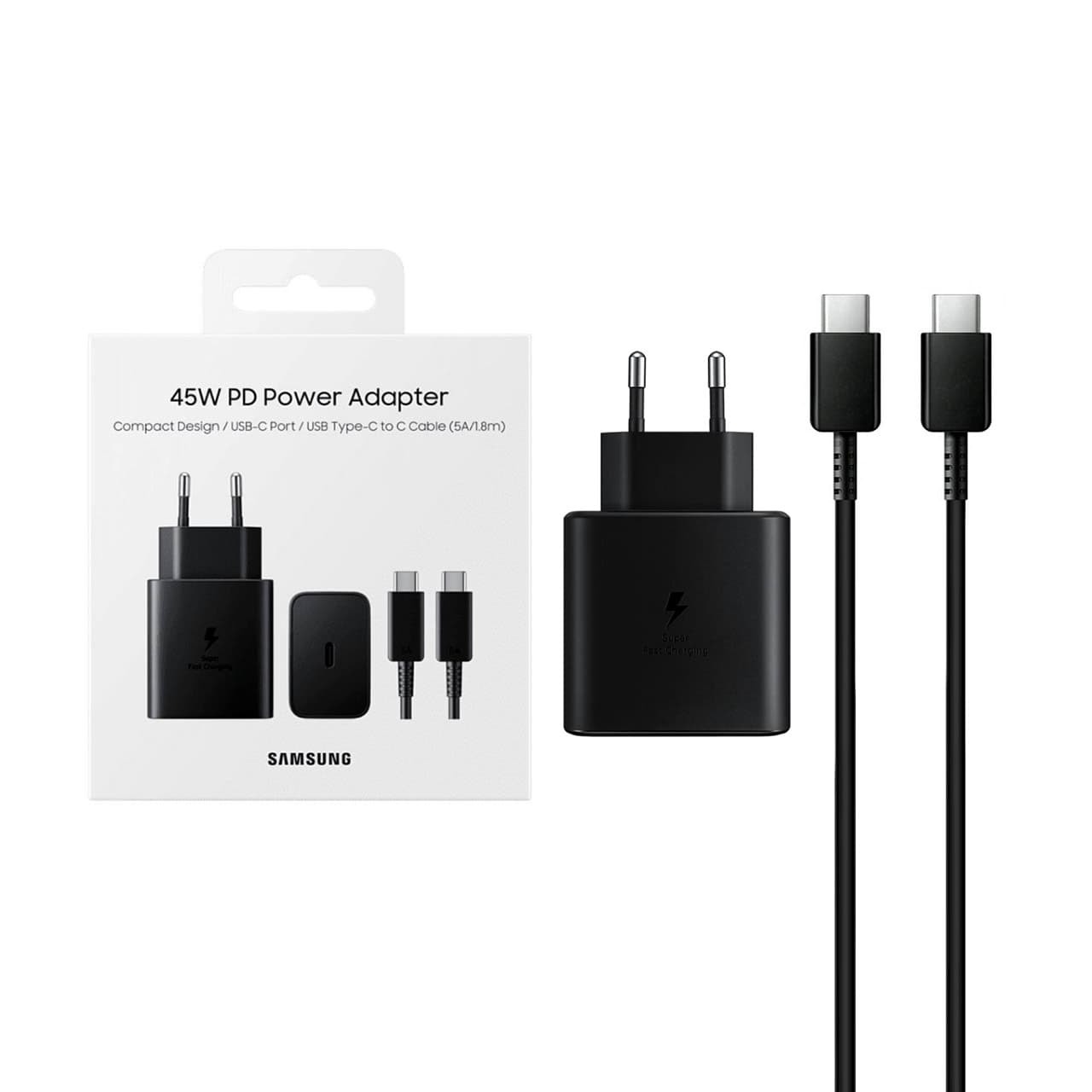 شارژر دیواری فست و PD تک پورت SAMSUNG Type-C مدل EP-T4510 45W ORG به همراه کابل شارژ Type-C