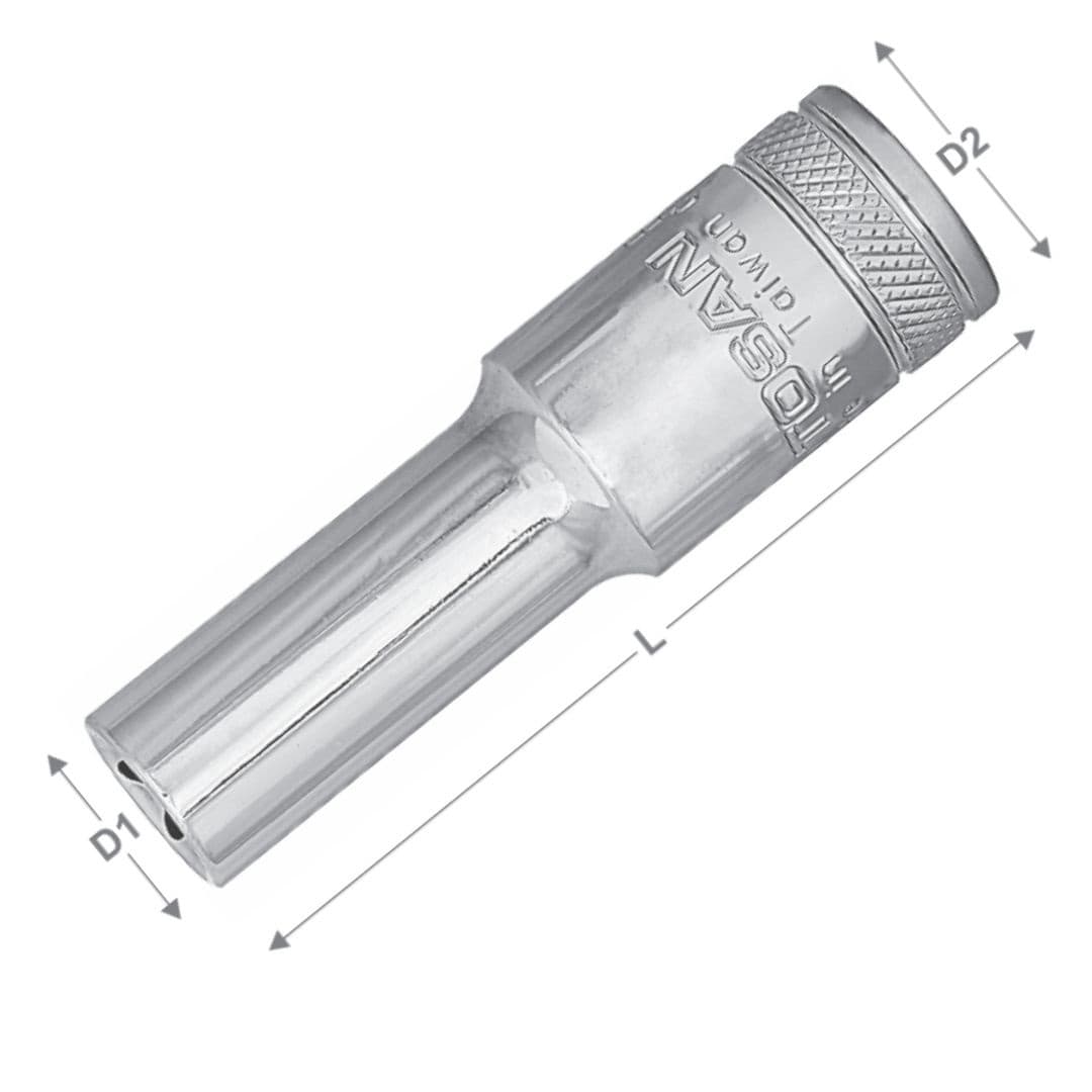 بکس بلند E درایو 1/2 اینچ توسن تایوان سایز E8 کد محصول کد محصول: T1253-77E8