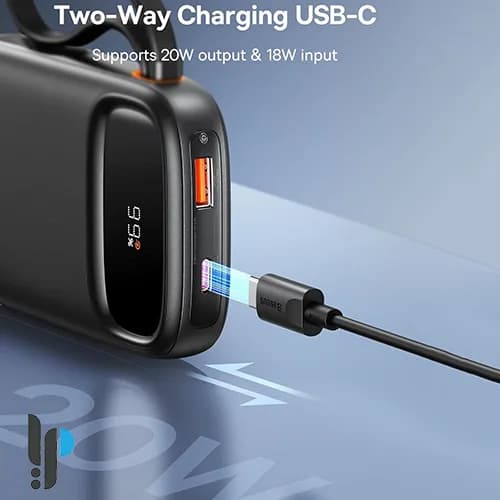 پاوربانک 22.5 واتی بیسوس مدل QPow2 Dual Cable ظرفیت 10000 میلی آمپر ساعت — تصویر ۲