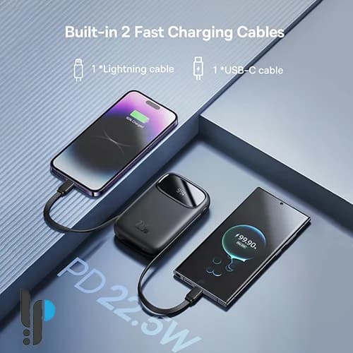 پاوربانک 22.5 واتی بیسوس مدل QPow2 Dual Cable ظرفیت 10000 میلی آمپر ساعت — تصویر ۶