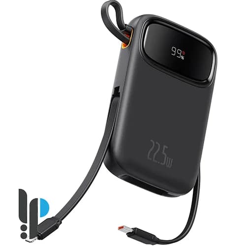 پاوربانک 22.5 واتی بیسوس مدل QPow2 Dual Cable ظرفیت 10000 میلی آمپر ساعت