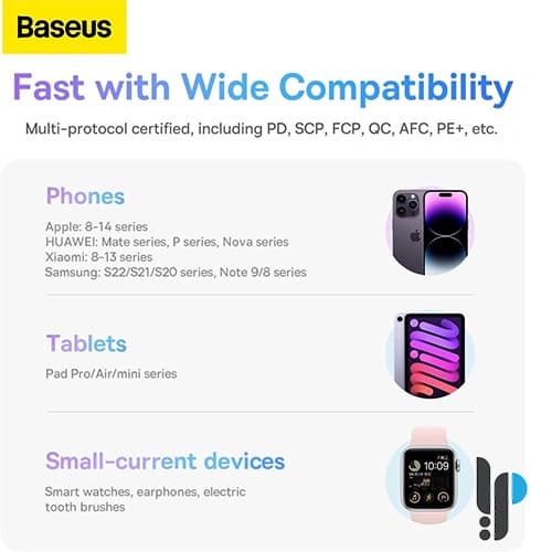 پاوربانک 22.5 واتی بیسوس مدل Baseus Comet PPMD0200 با کابل Type-C و Lightning ظرفیت 10000 میلی آمپر ساعت — تصویر ۳