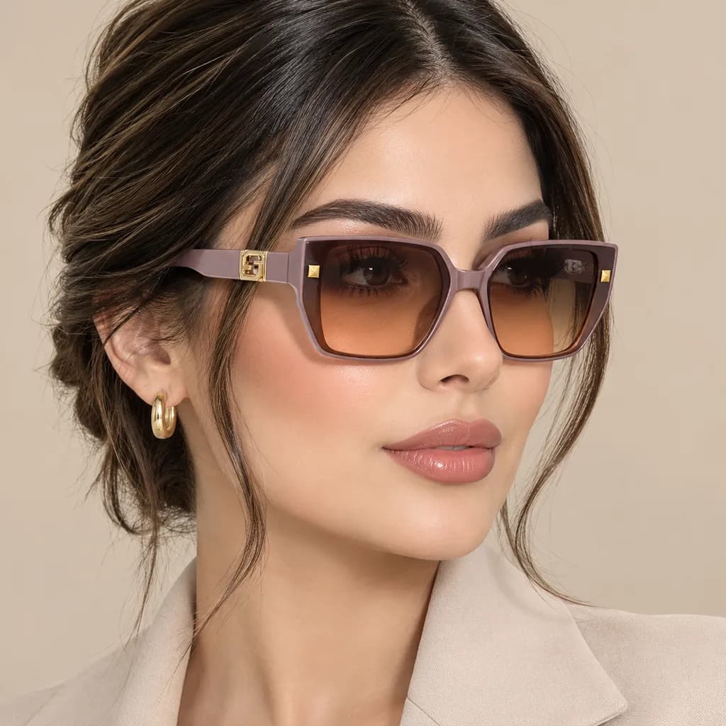 عینک آفتابی زنانه AEDOLL رنگ کالباسی | فریم فانتزی بزرگ (116) — تصویر ۳