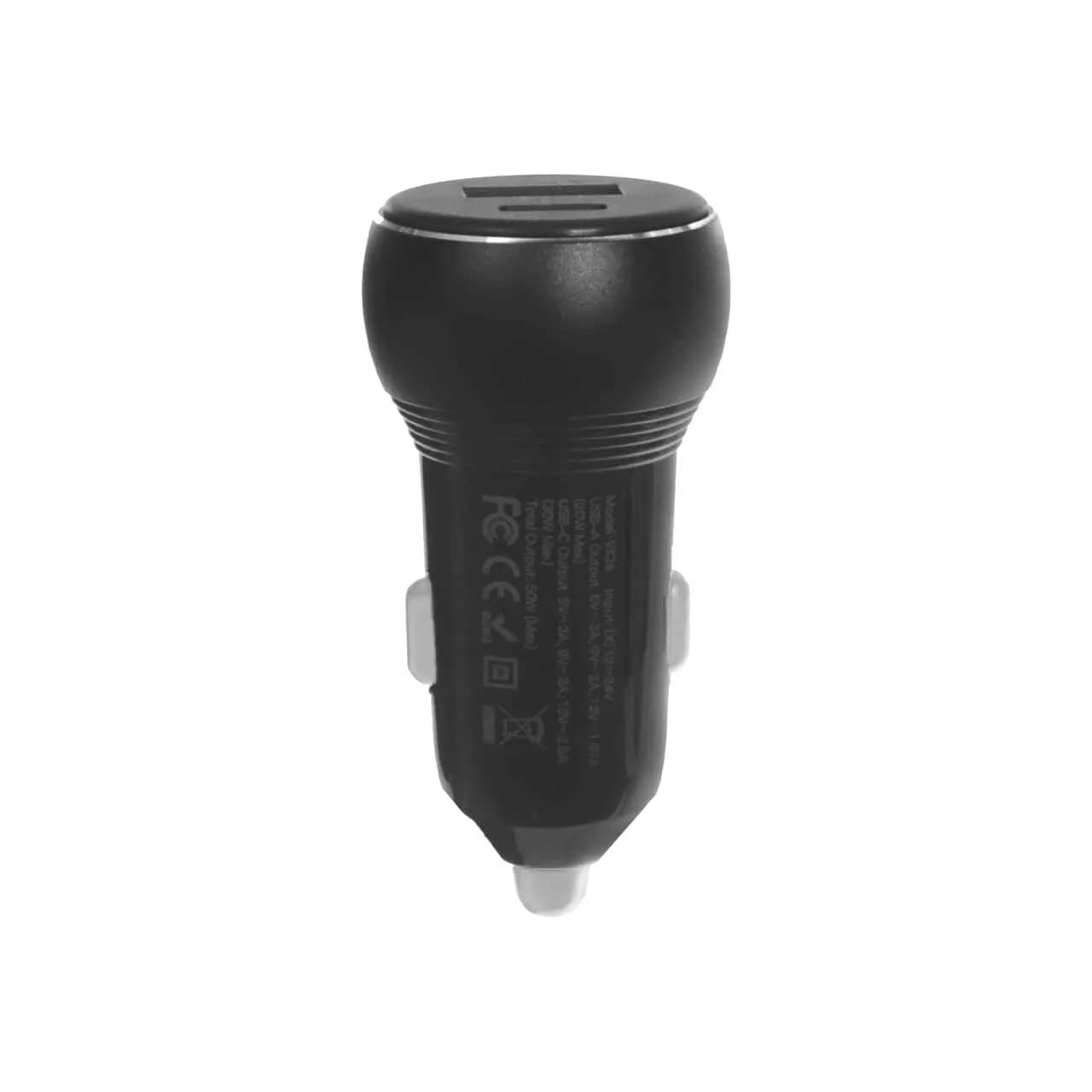 شارژر فندکی (PD و فست-دو پورت) وی آی پلاتینا 50وات مدل VK26L به همراه کابل شارژ Type-C To Lightning — تصویر ۳