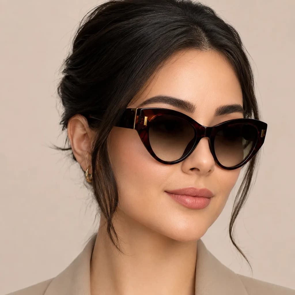 عینک آفتابی زنانه AEDOLL | فریم قهوه‌ای پلنگی گربه‌ای (107) — تصویر ۳