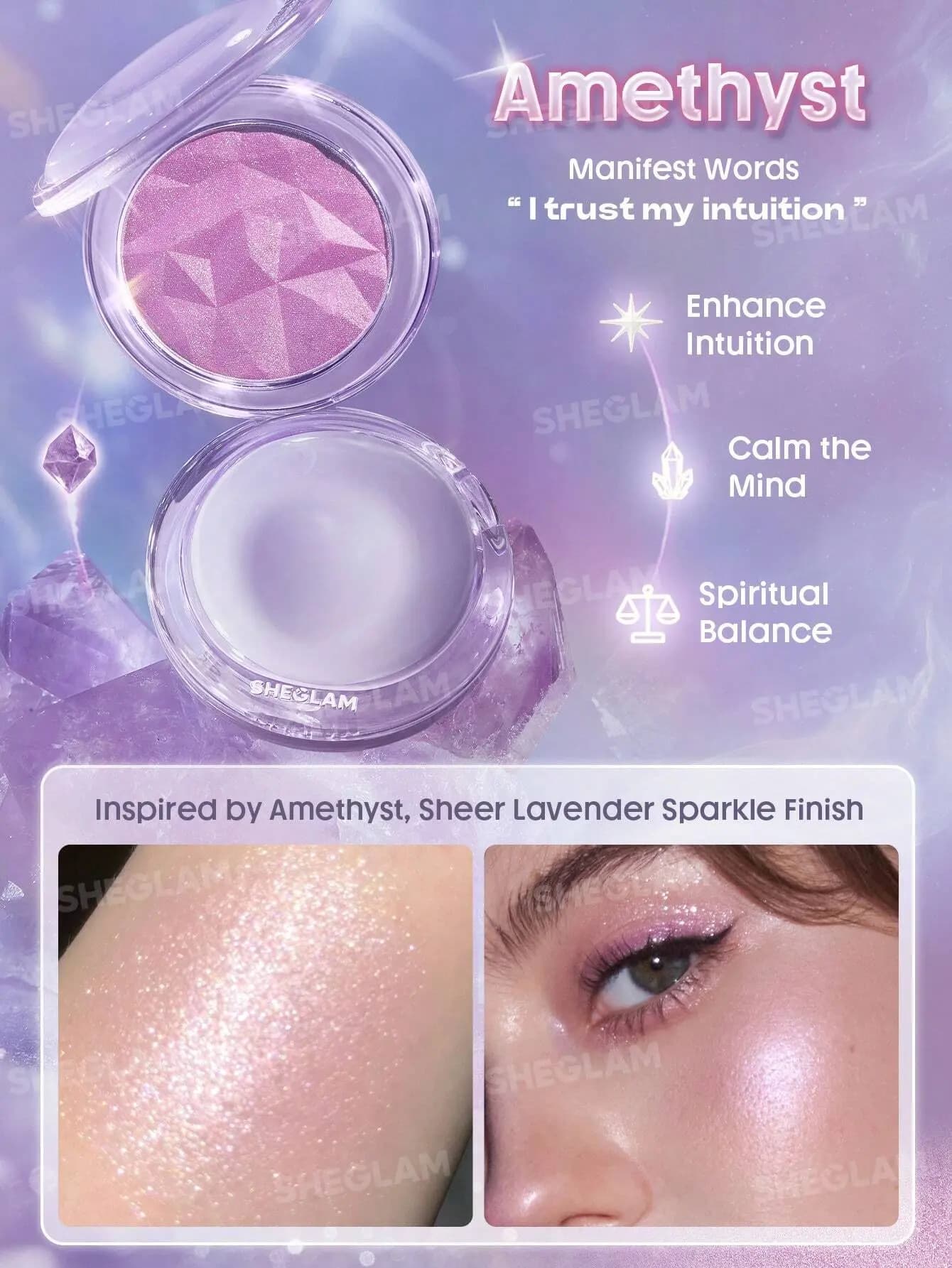 هایلایتر شیگلم مدل کریستال رنگ Amethyst — تصویر ۲