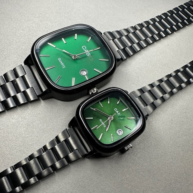 ساعت ست کاسیو اولدمانی زیتونی casio oldmoney کد 1001 — تصویر ۵