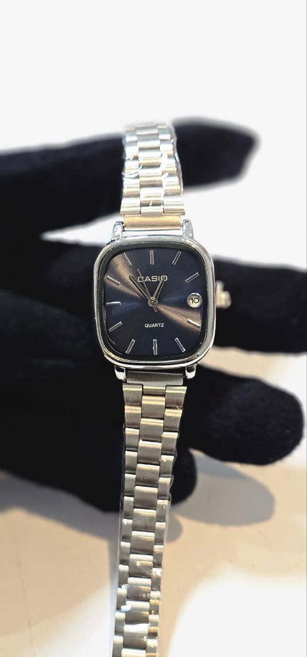 ساعت ست کاسیو اولدمانی استیل صفحه مشکی casio oldmoney کد 1998 — تصویر ۷