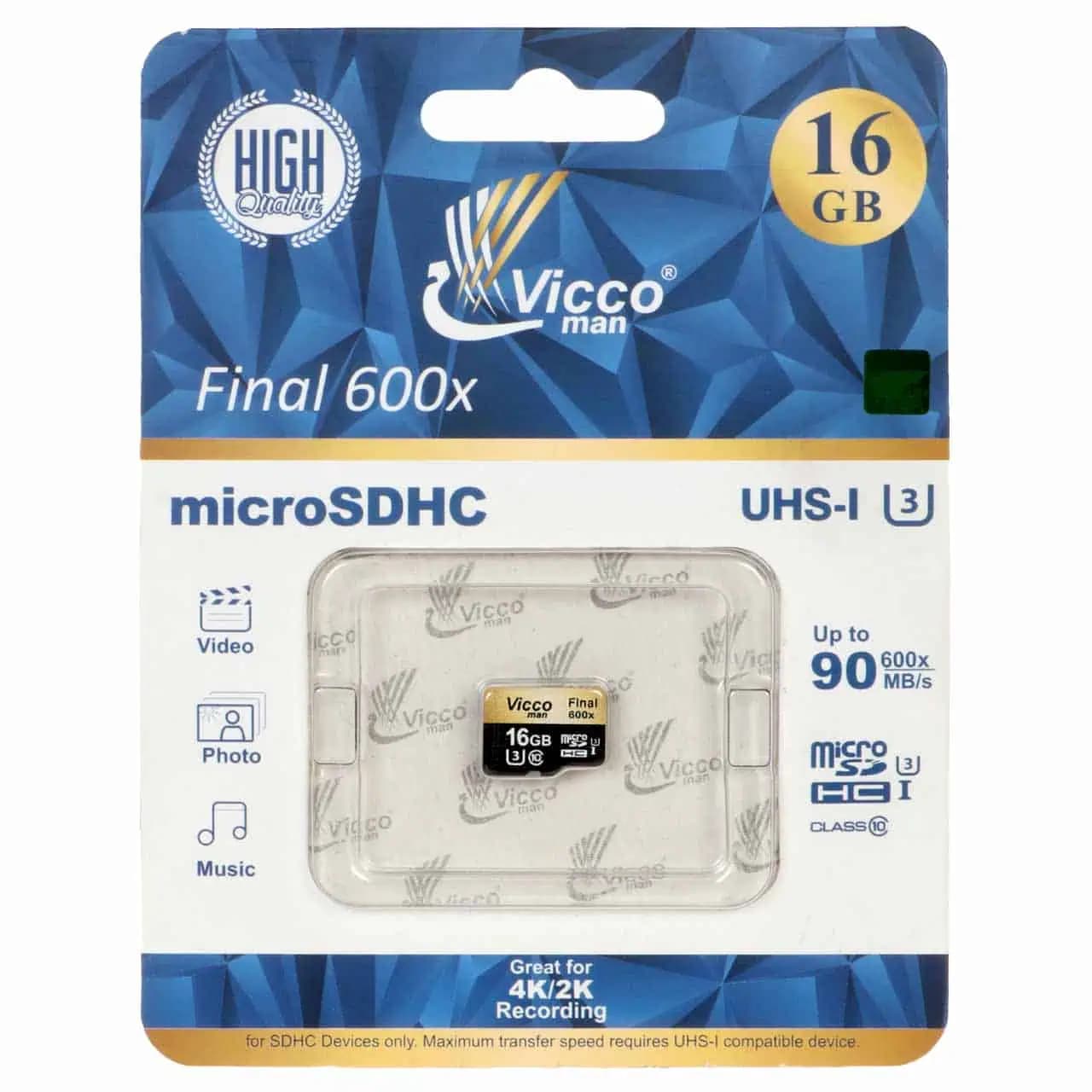 کارت حافظه microSDHC ویکومن مدل UHS-I U3 class10 Final 600x ظرفیت 16 گیگابایت — تصویر ۳