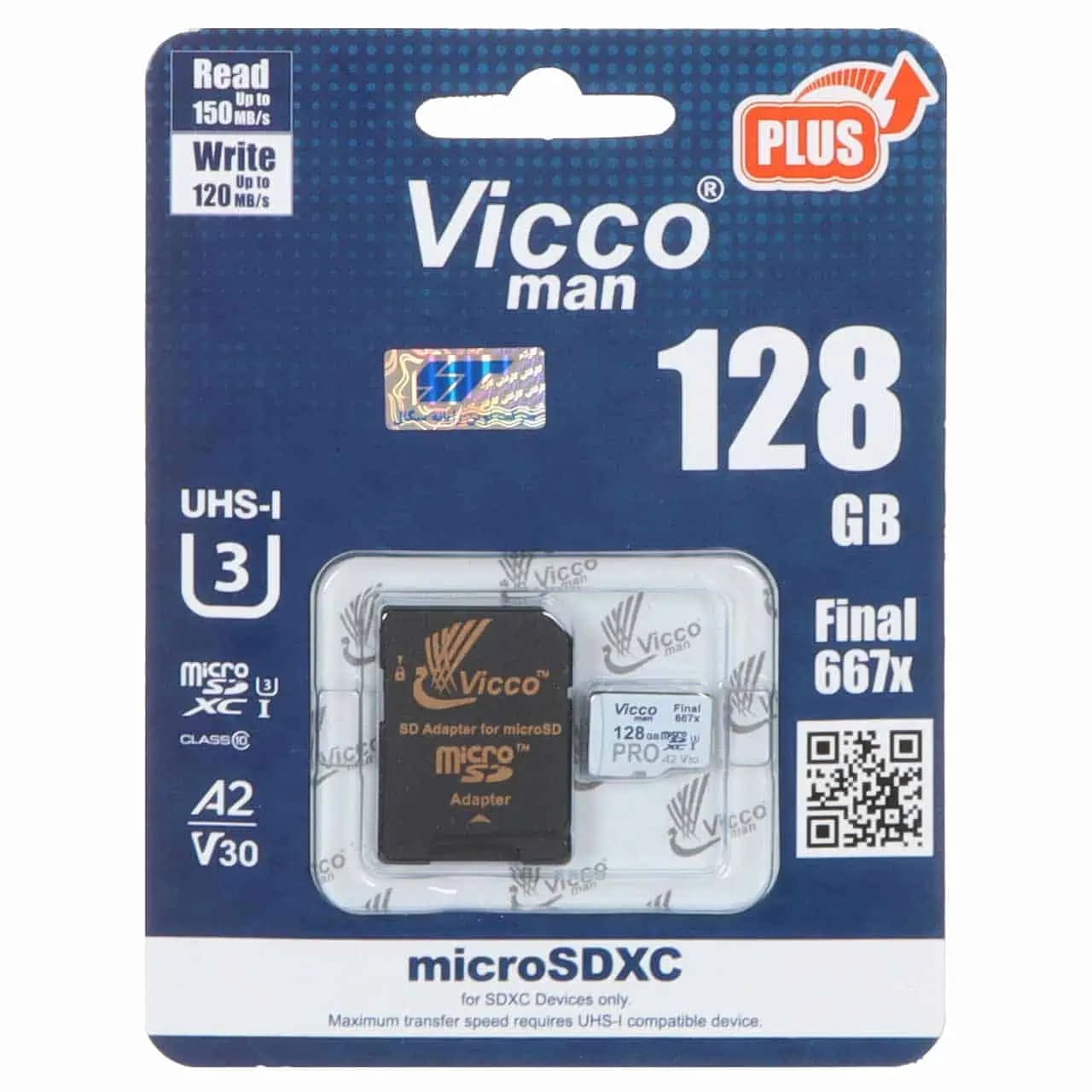 کارت حافظه microSDXC & adapter ویکومن مدل Final 667X UHS-I U3 A2 V30 ظرفیت 128 گیگابایت