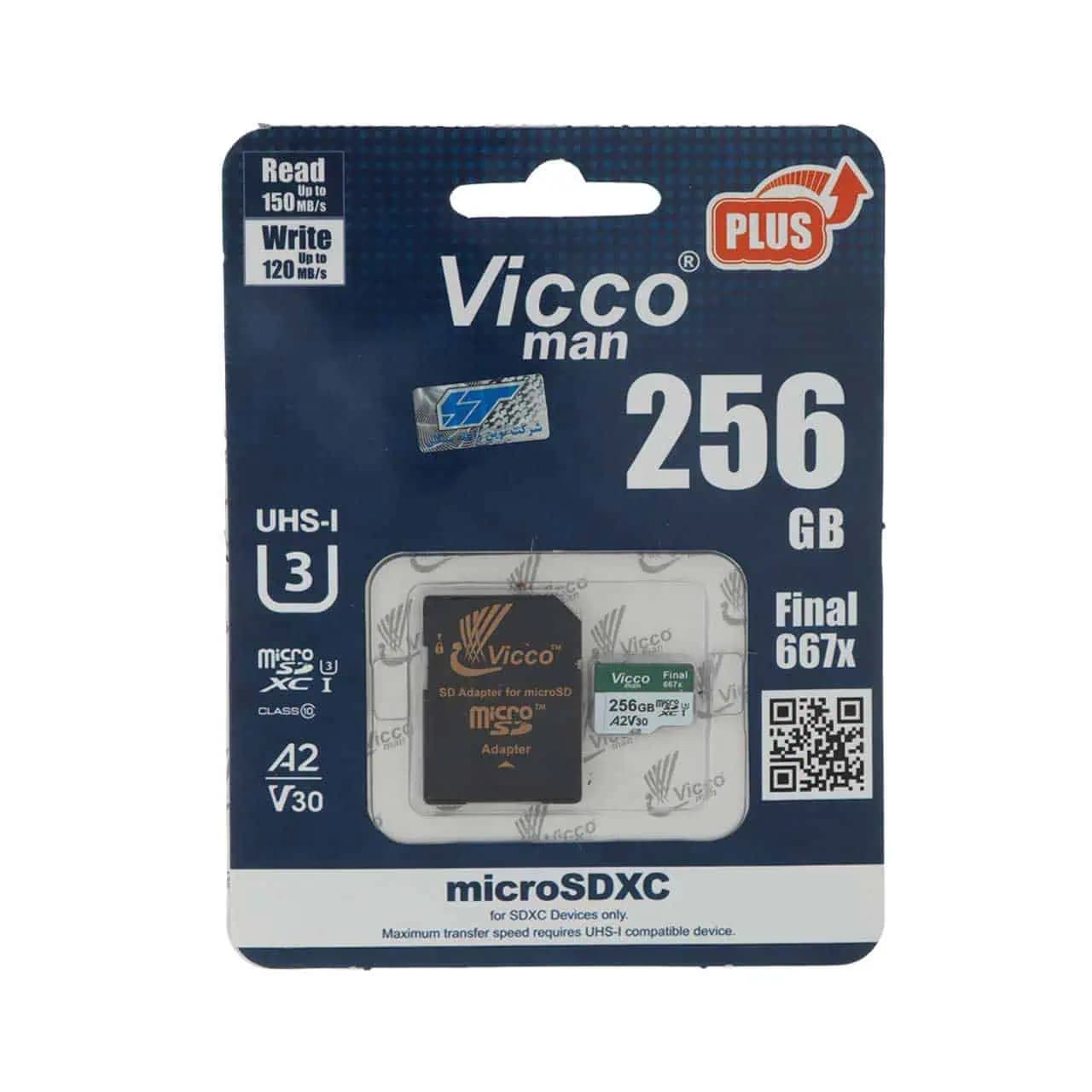 کارت حافظه microSDXC & adapter ویکومن مدل Final 667X UHS-I U3 A2 V30 ظرفیت 256 گیگابایت