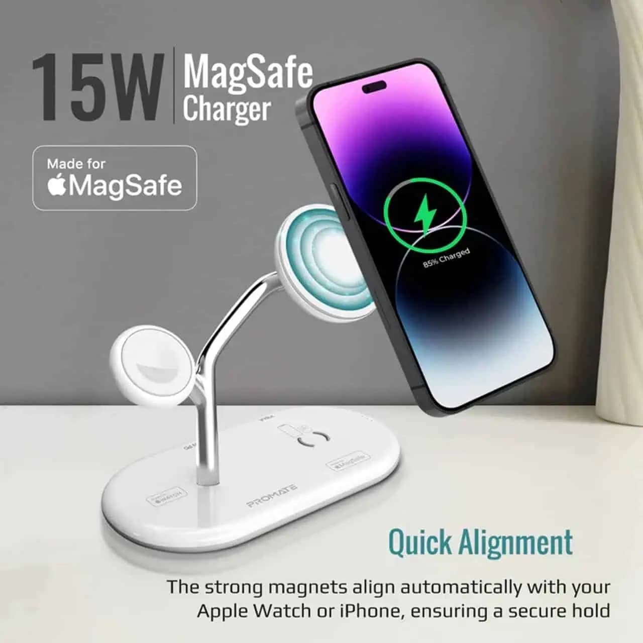 شارژر وایرلس سه کاره پرومیت مدل SYNERGY-PRO — تصویر ۸
