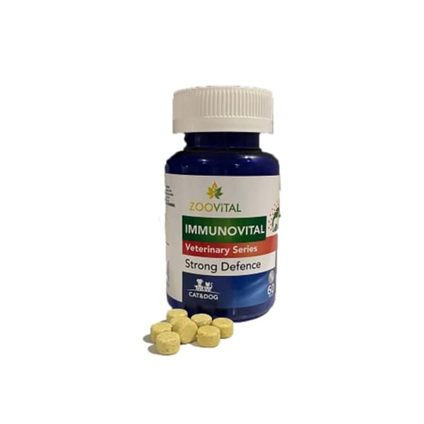 قرص تقویت کننده سیستم ایمنی سگ و گربه زوویتال Zoovital immunovital بسته ۶۰ عددی — تصویر ۴