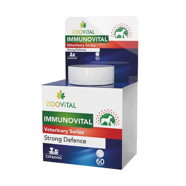 قرص تقویت کننده سیستم ایمنی سگ و گربه زوویتال Zoovital immunovital بسته ۶۰ عددی — تصویر ۳