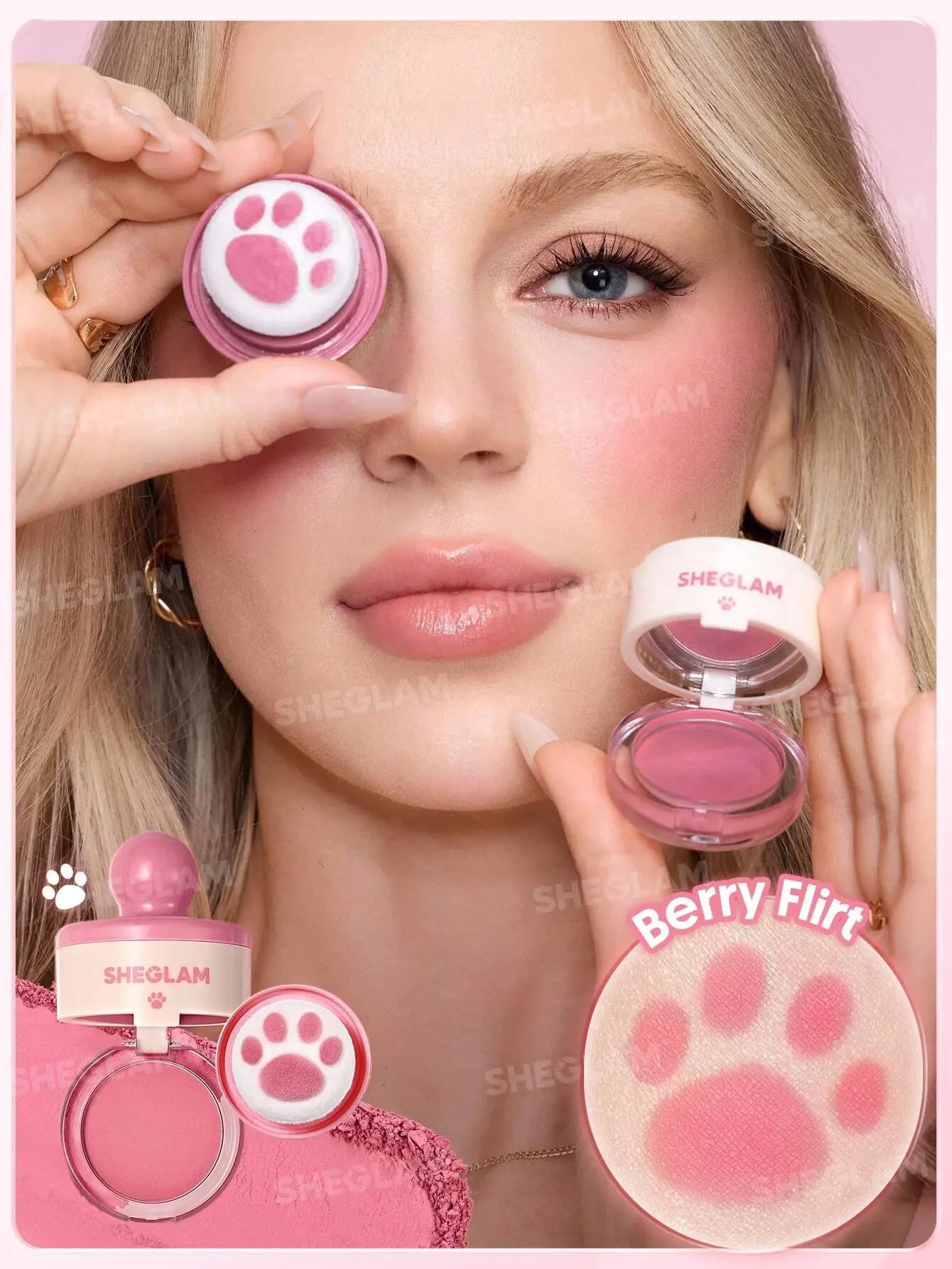 رژگونه استمپی پنجه گربه ای شیگلم Sheglam Cutie Paw Blush رنگ Berry flirt — تصویر ۲