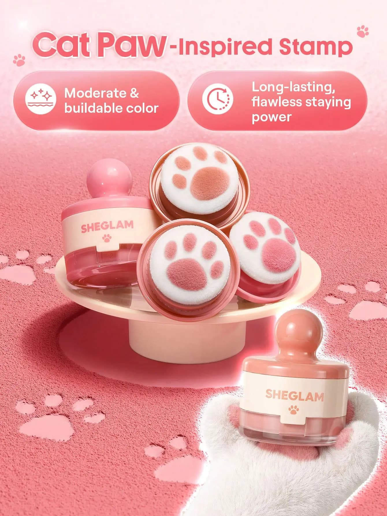 رژگونه استمپی پنجه گربه ای شیگلم Sheglam Cutie Paw Blush رنگ Love Cake — تصویر ۴