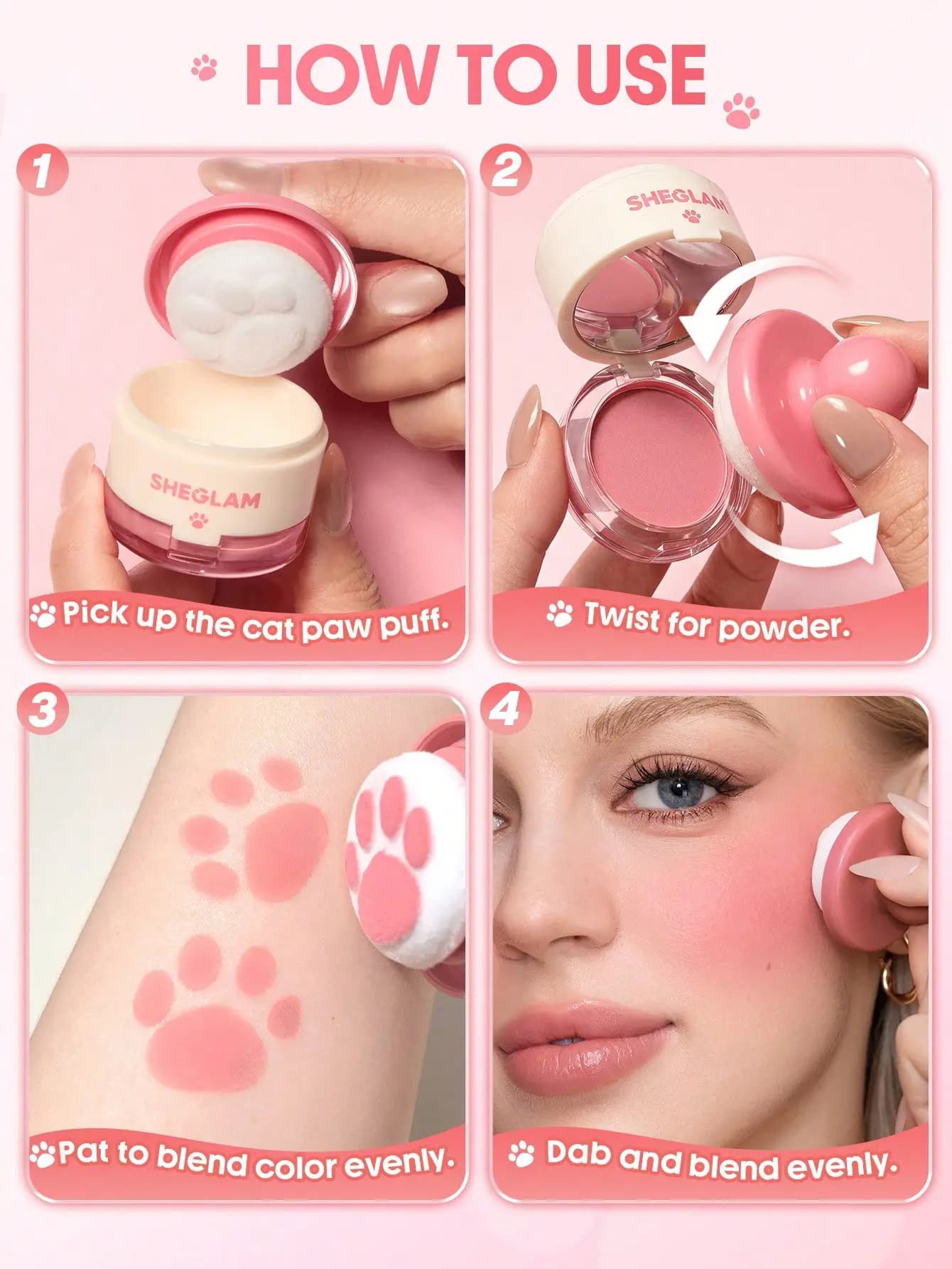 رژگونه استمپی پنجه گربه ای شیگلم Sheglam Cutie Paw Blush رنگ Love Cake — تصویر ۲