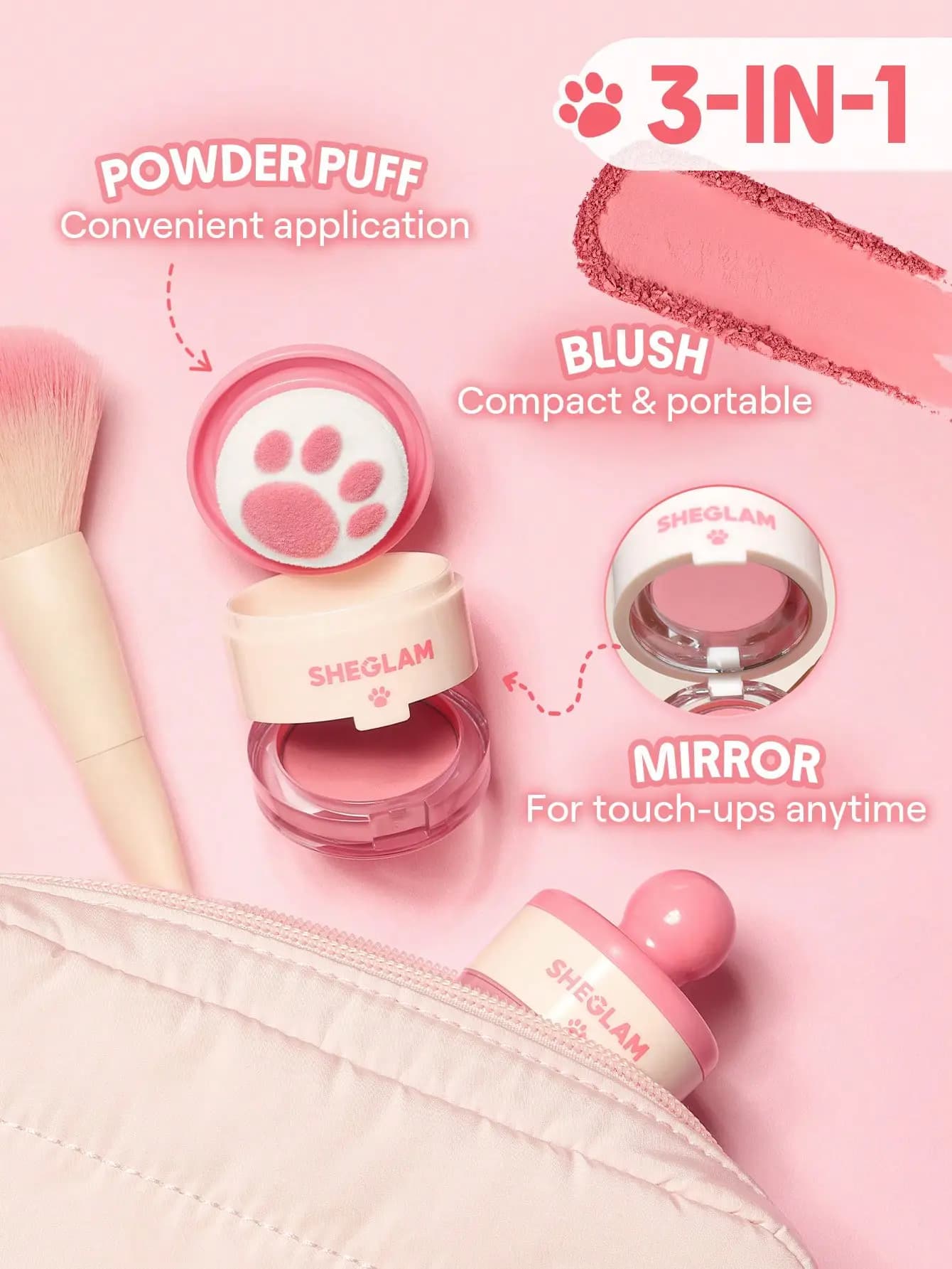 رژگونه استمپی پنجه گربه ای شیگلم Sheglam Cutie Paw Blush رنگ Love Cake — تصویر ۳