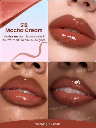 تینت لب پیل‌آف و برق لب دو سر شیگلم رنگ mocha cream — تصویر ۲