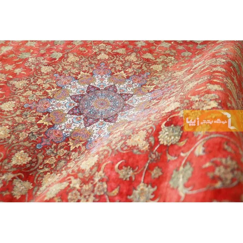 فرش گرد قرمز طرح مرجان 1200 شانه — تصویر ۴